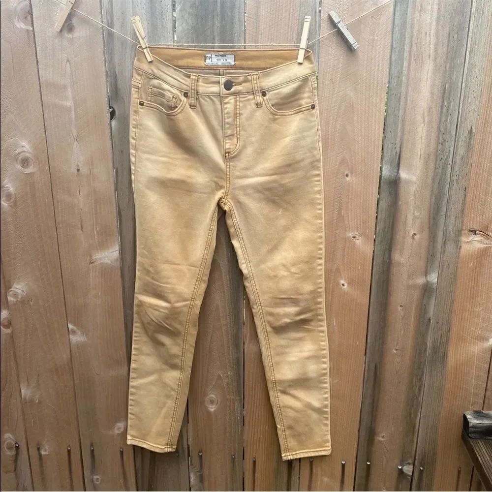 FREE PEOPLE HIGH WAIST MUSTARD SKINNY JEANS